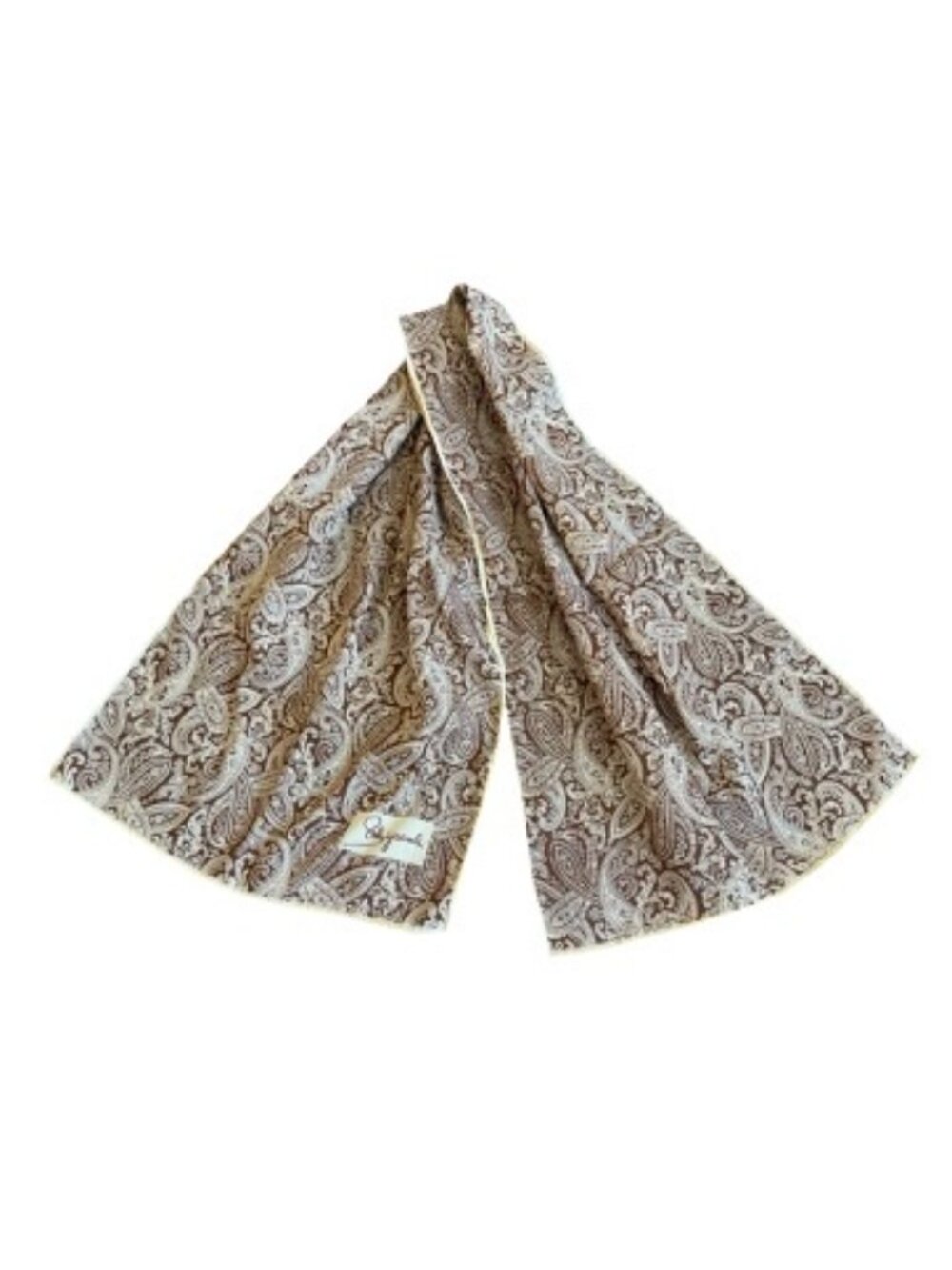 Schiaparali Brown Ivory Paisley Silk Scarf Long Wrap Vintage One Size Women's